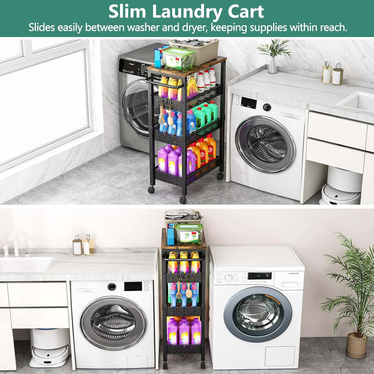 Vivihomety 4-Tier Laundry Utility Rolling Cart with Wheels - Field & Nook