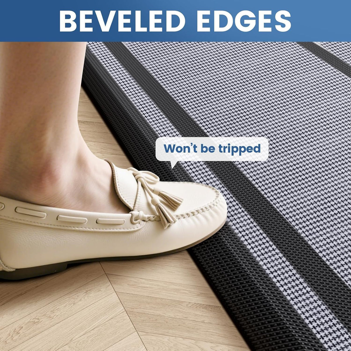 Waterproof Kitchen Mat Set – Two Black Cushioned Anti-Fatigue Rugs
