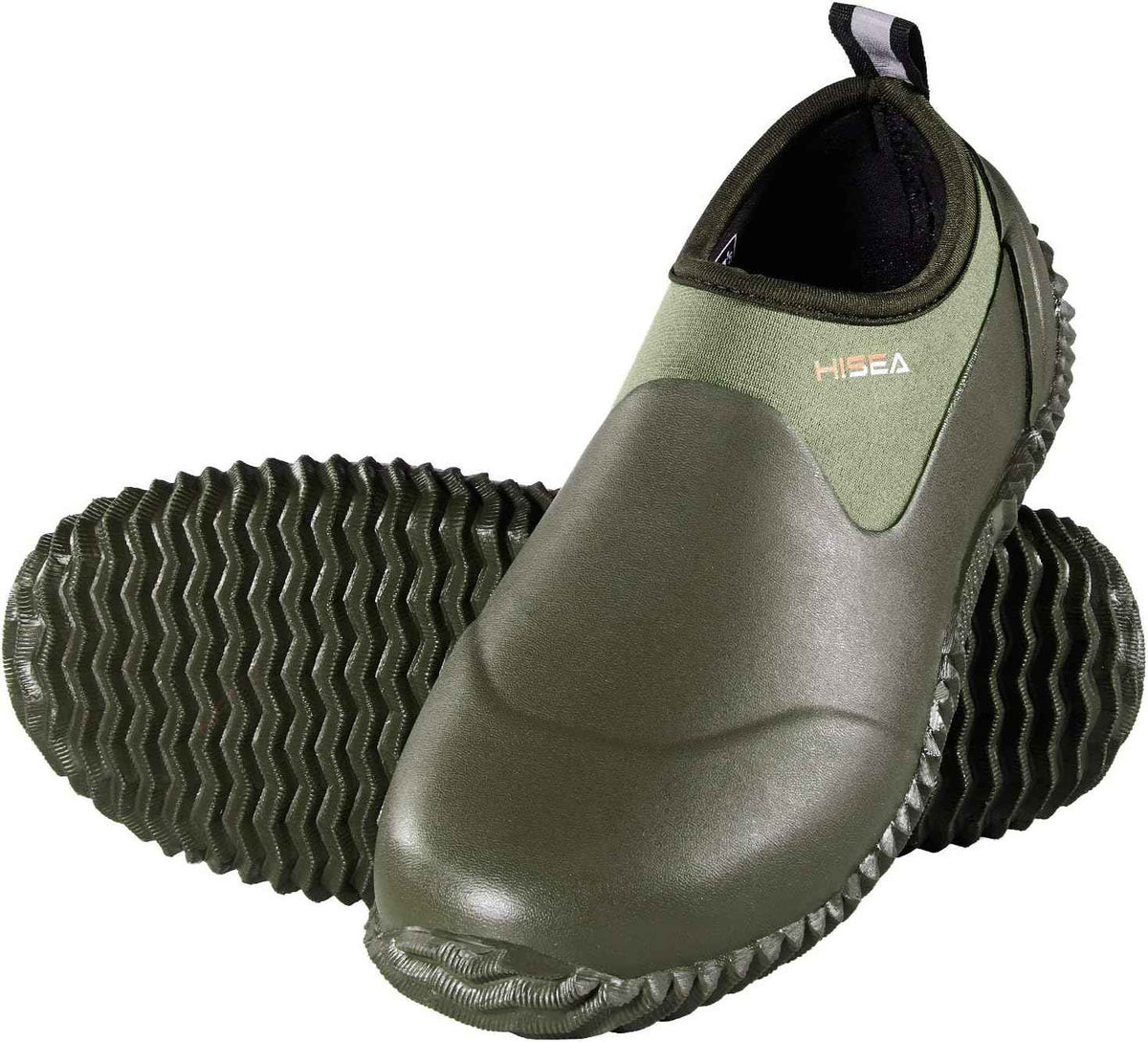 HISEA Unisex Waterproof Garden Shoes, Men's Rubber Rain Boots Women's Ankle Rain Shoes Neoprene Camp Booties Outdoor Slip-On Footwear for Gardening, Farming, Camping, Car Wash, Lawn Care and Yard Work