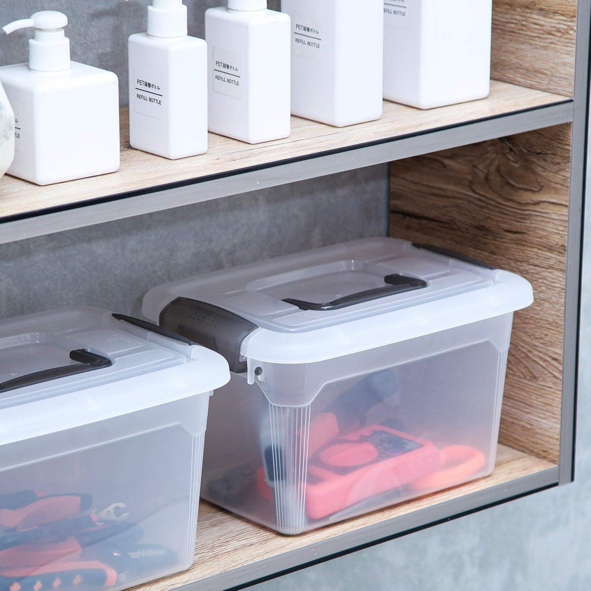 Citylife 6 Packs 6 QT Storage Bins with Lids Clear Plastic Bins with Grey Handle - Field & Nook