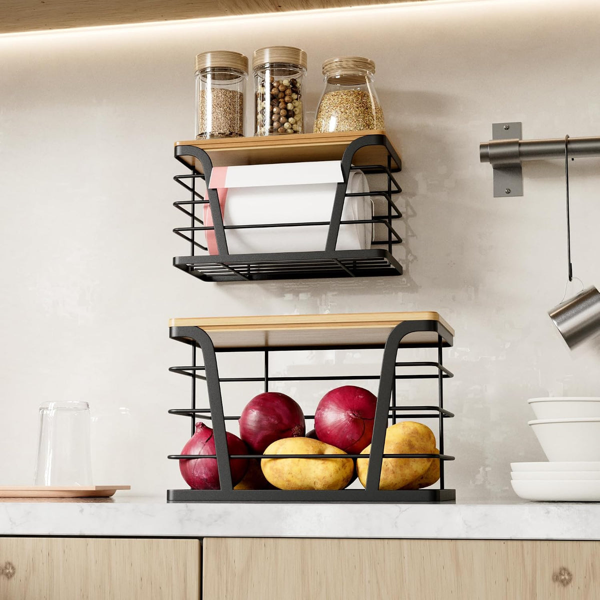 TIDIIABODE 2-Pack Stackable Storage Laundry Kitchen Organizers - Field & Nook