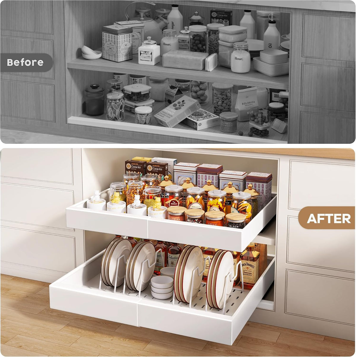 Seinloes 2 Pack Pull Out Cabinet Organizer, 21" Deep