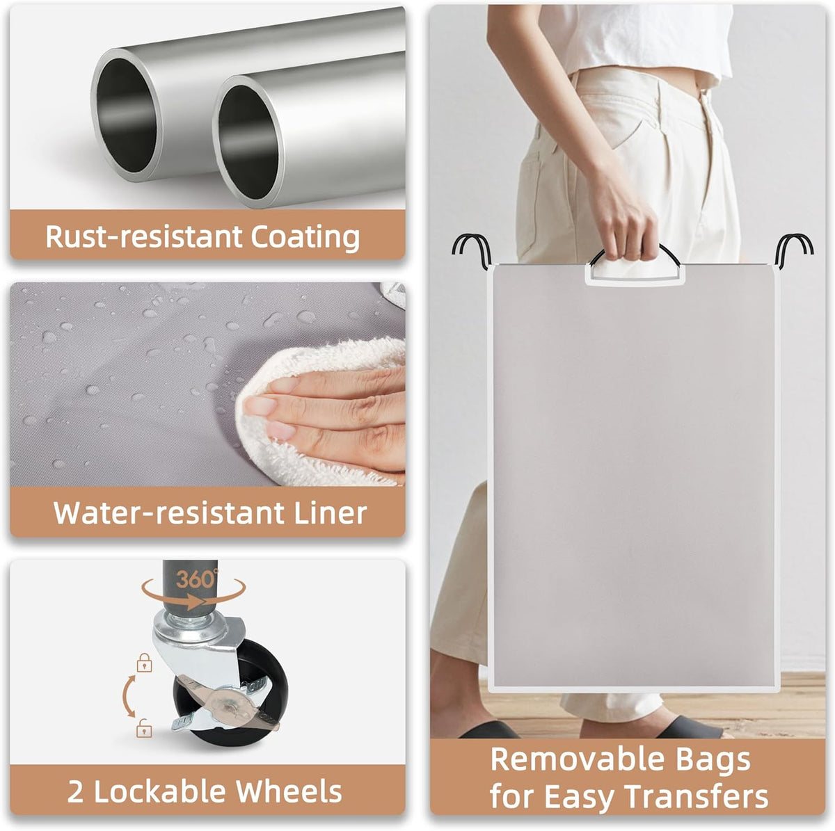 135L Heavy-Duty 3-Bag Rolling Laundry Sorter - Field & Nook