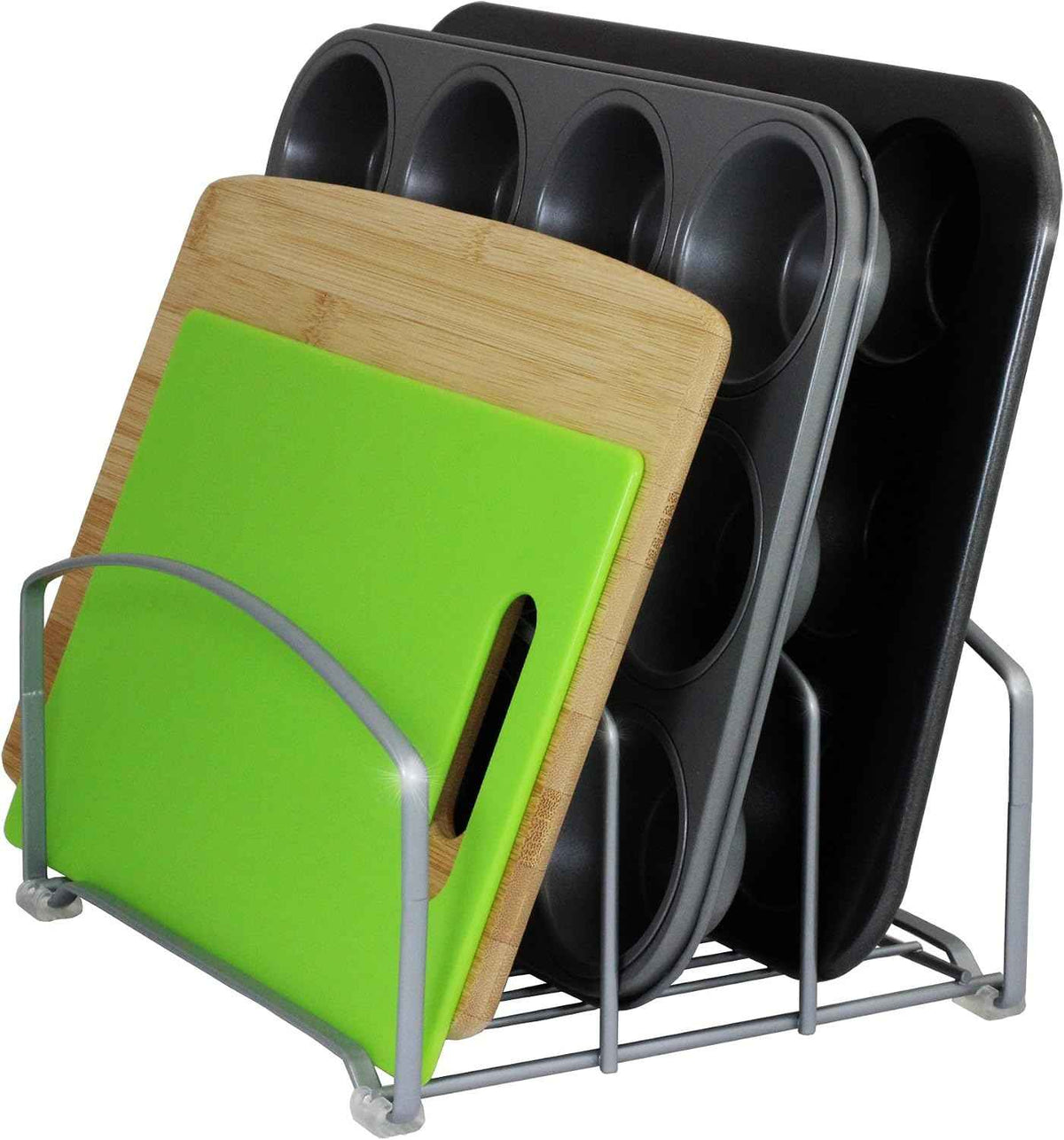 Deco Brothers Cookware Organizer Rack, 3 Slot, Silver