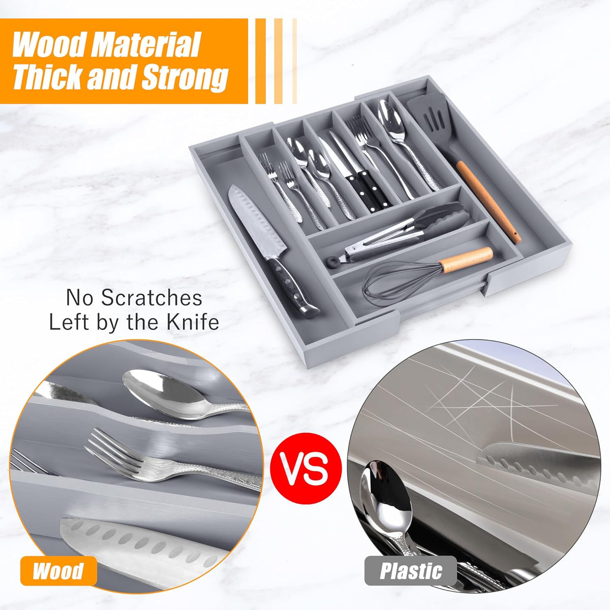Extra Large Kitchen Silverware Drawer Organizer