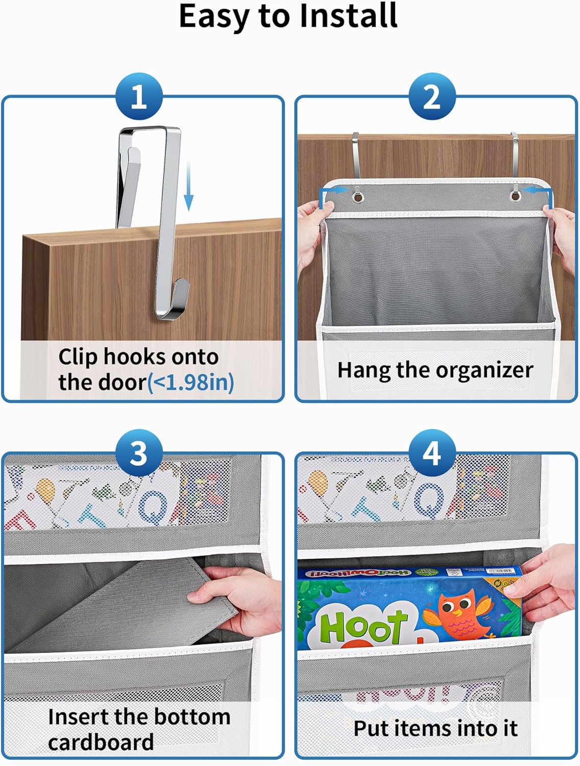 Over the Door Organizer for Bedroom – 5 Shelf Grey - Field & Nook
