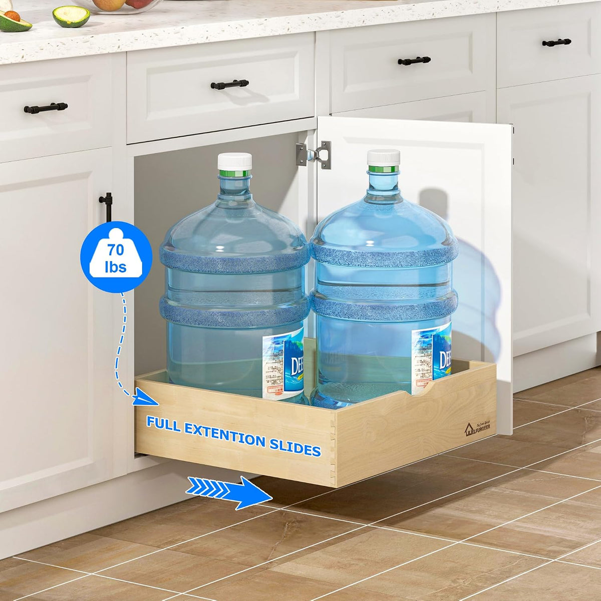 WelFurGeer Soft Close Pull-Out Cabinet Organizer, 23" W x 21" D