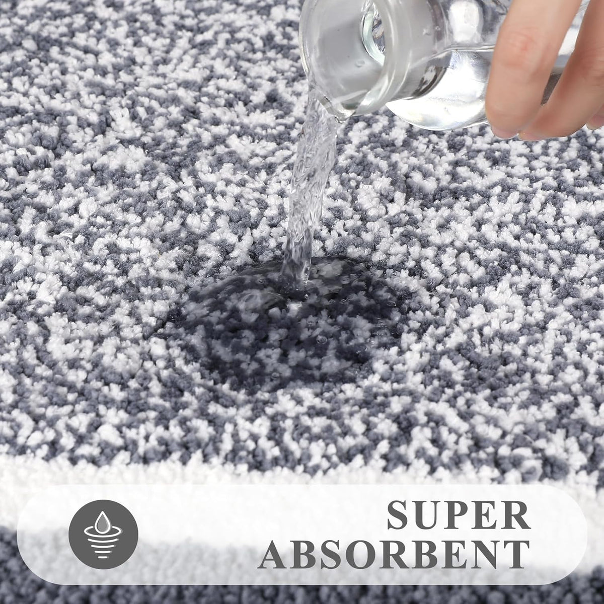 Bathroom Rugs 3-Piece Set | Non-Slip, Washable, Soft Microfiber Bath Mats – Dark Grey