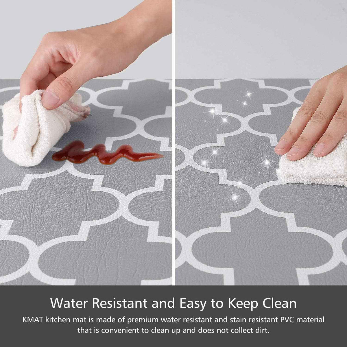 KMAT Kitchen Mat Set of 2,Cushioned Anti-Fatigue Kitchen Mats for Floor | Waterproof Non-Slip Kitchen Rugs Heavy Duty PVC Ergonomic Comfort Foam Rug for Kitchen,Floor Home,Office,Sink,Laundry