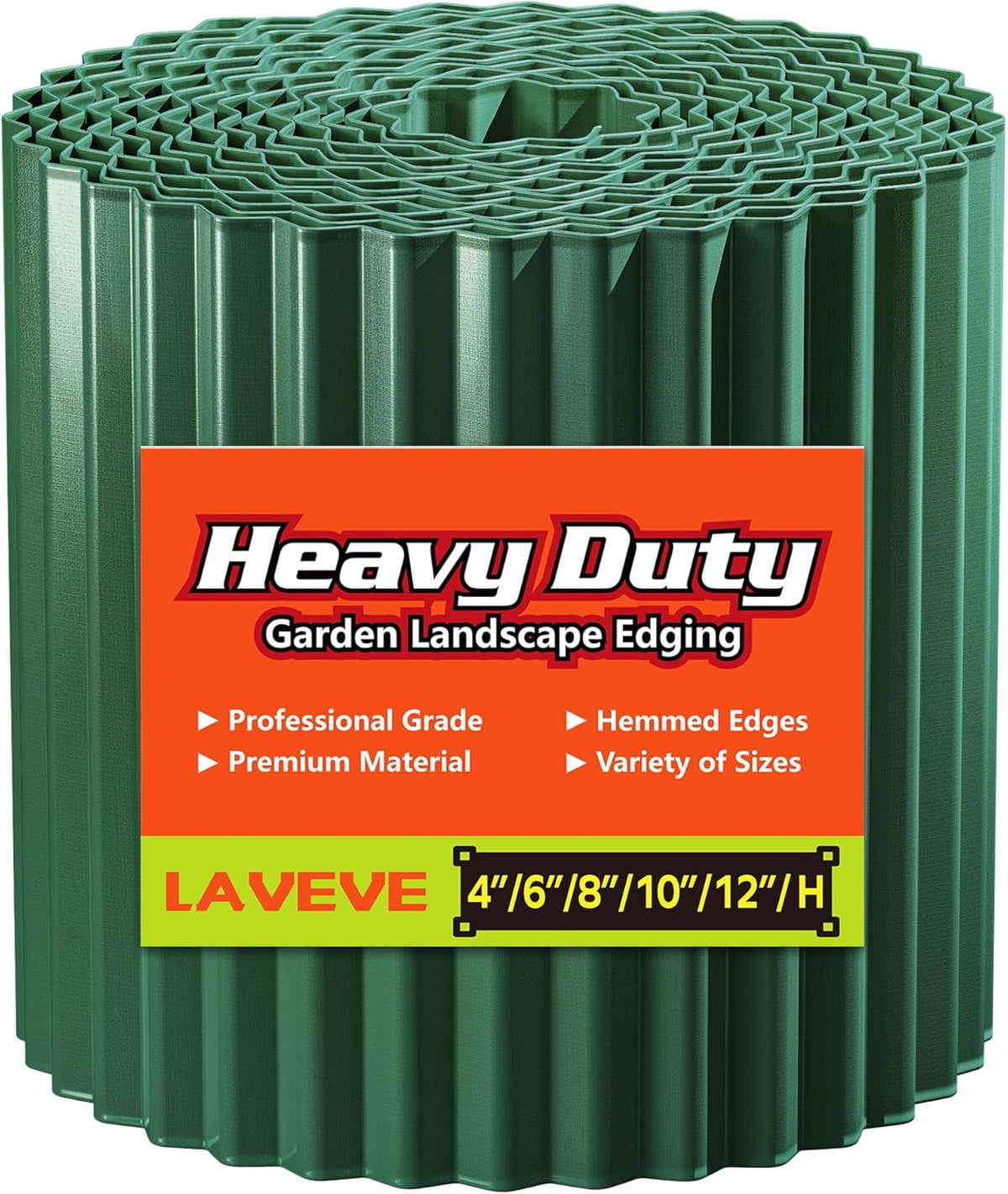 LAVEVE Corrugated Metal Garden Edging 6" x 20Ft, Landscape Edging Border for Lawn, Flower Bed, Garden Fence, Paver Edging (Green)