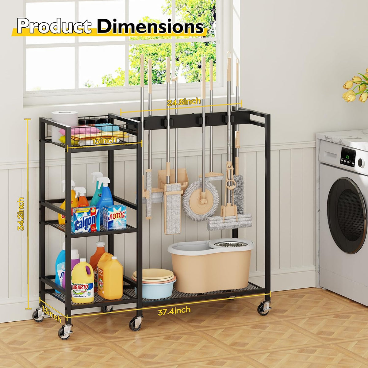 Mobile Cleaning Supply & Mop Storage Cart - Field & Nook