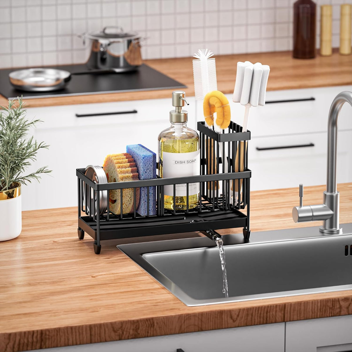 Stainless Steel Sink Caddy with Brush Holder – 9.25 in