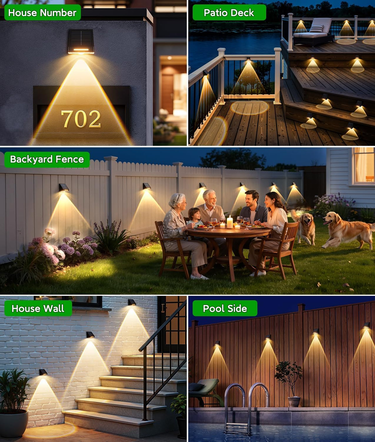 KOOPER Solar Fence Lights Outdoor Waterproof 10 Pack, Solar Fence Lights with Ultra-Bright LED Lens, 10 Modes & 9 Colors Outdoor Solar Lights for Fence, Backyard, Railing, Patio, Wall, Step, Deck
