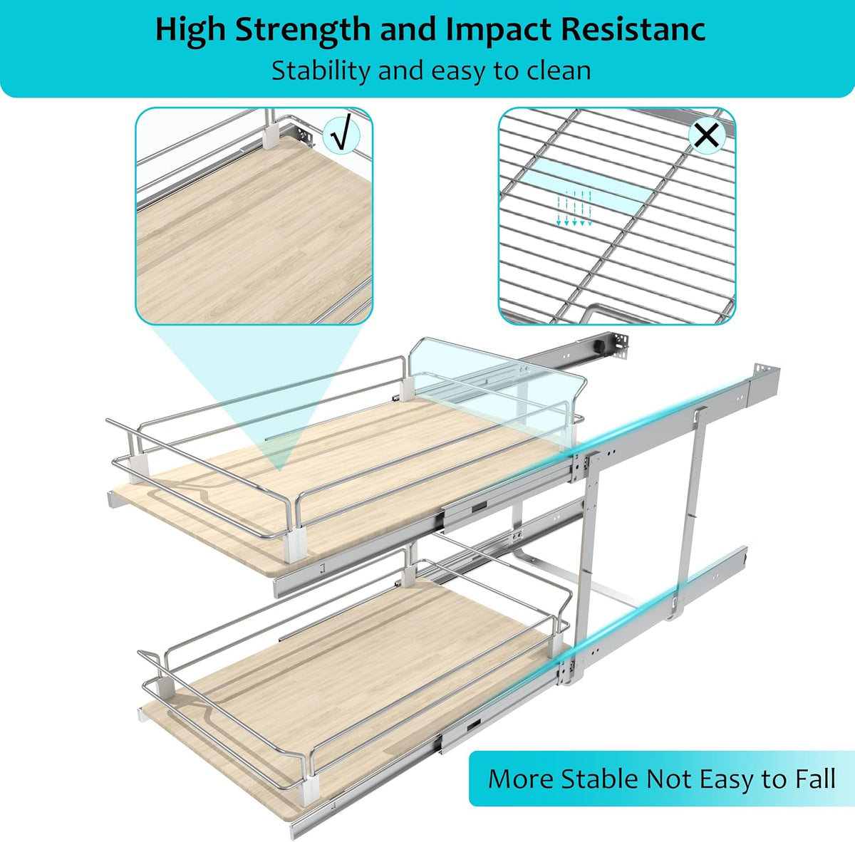 2-Tier Pull-Out Cabinet Organizer, 14.45" W x 22" D
