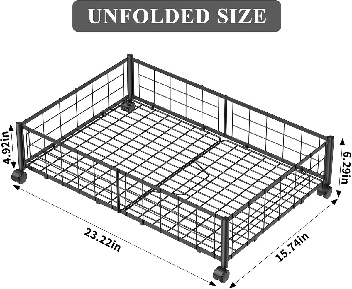 Hleelomi Under Bed Storage with Wheels, 360° Rotating, No-Assembly Underbed Storage Containers, 2PACK - Field & Nook