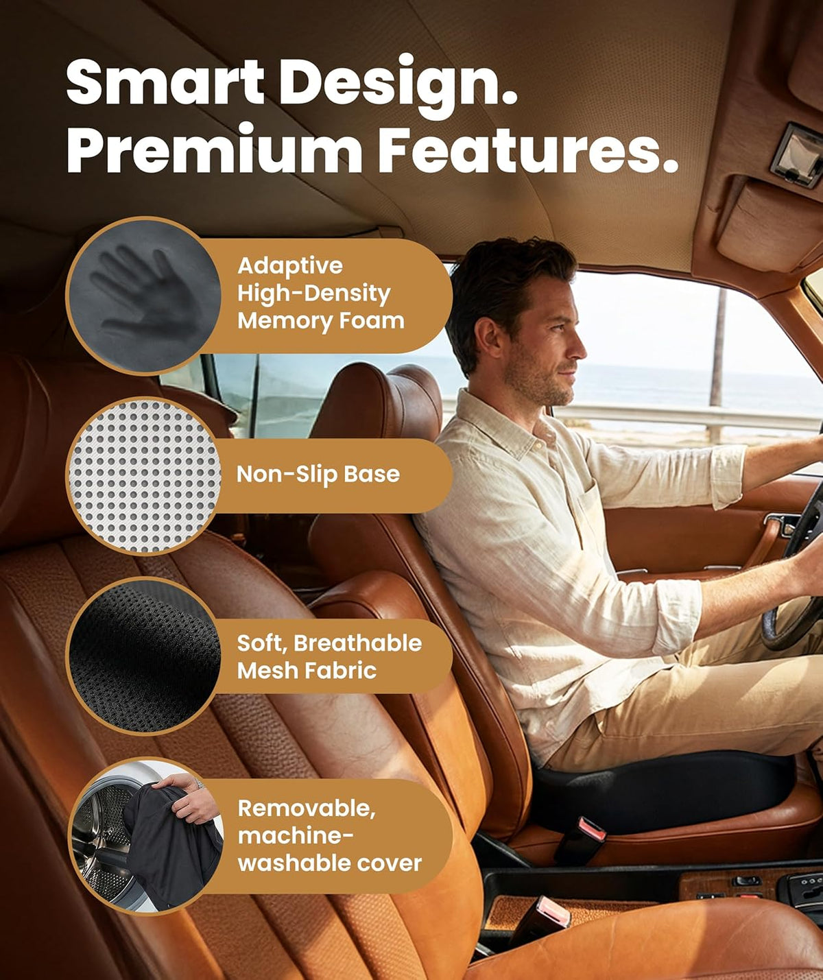 Extra-Large Memory Foam Seat Cushion for Office and Car - Field & Nook