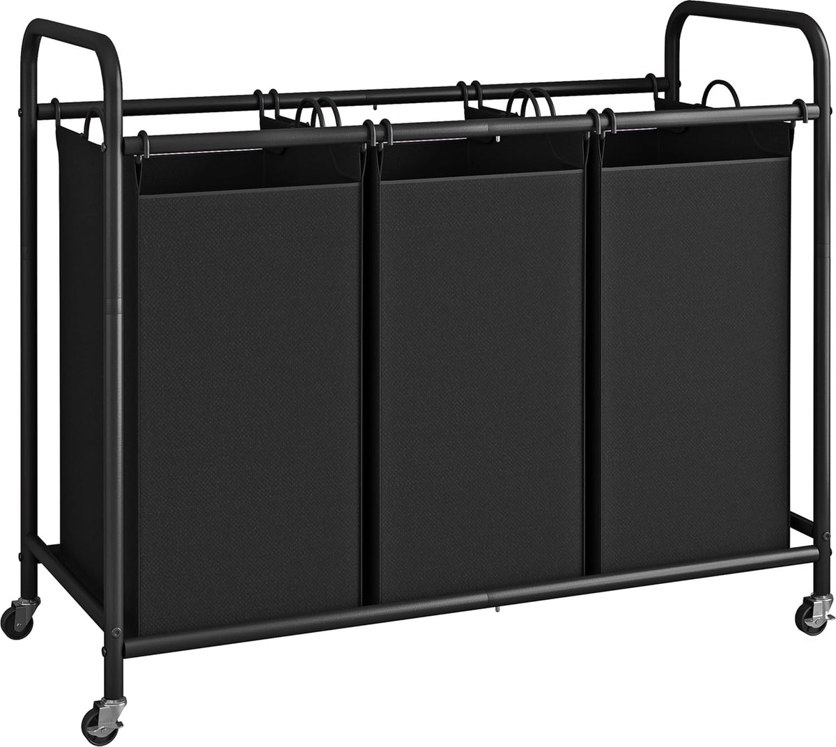 135L 3-Section Rolling Laundry Hamper – Black - Field & Nook