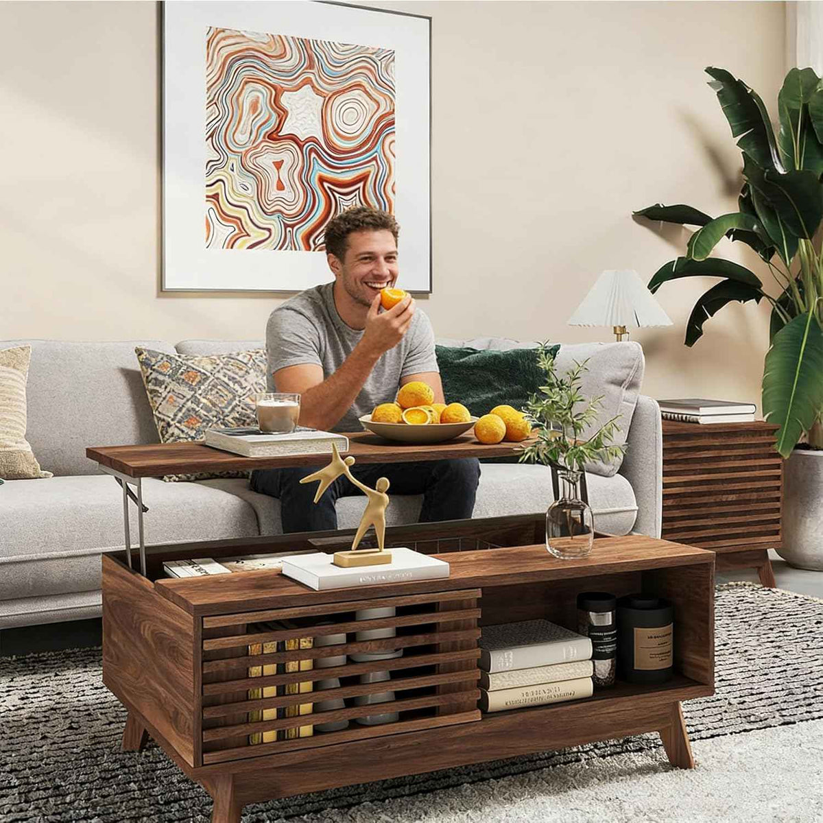 HAIOOU 35.4" Lift Top Coffee Table, Walnut