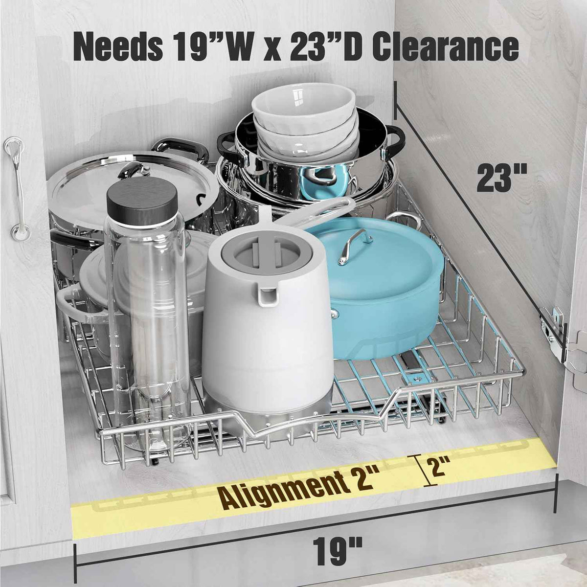 Simple Houseware Under Cabinet Pull Out Sliding Shelf Drawer, 21Dx17W