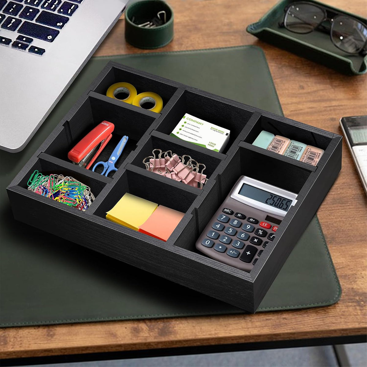 Wooden 9-Slot Desk Drawer Organizer - Field & Nook