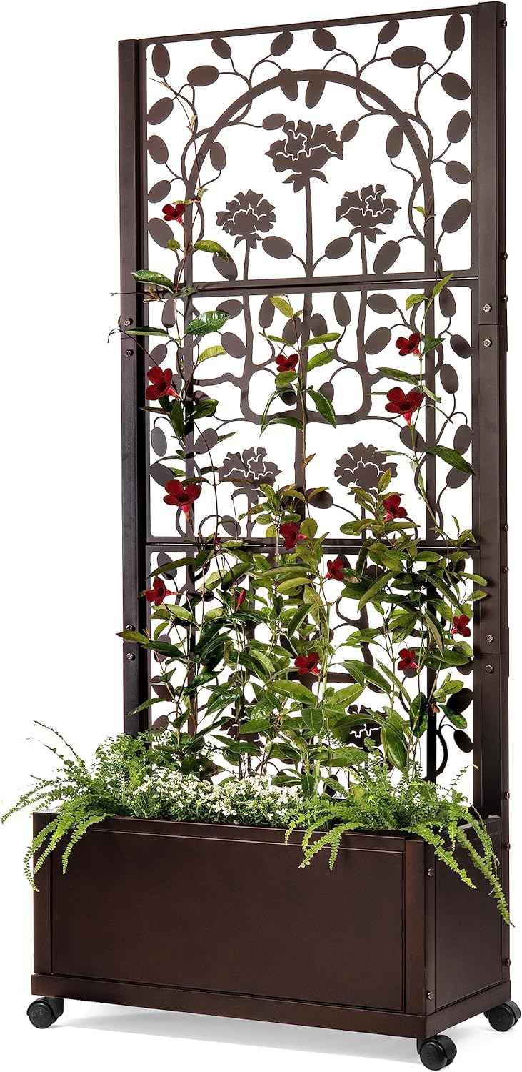 H Potter Trellis Planter Box for Outdoor Plants Privacy Screen for Patio Garden Deck Balcony