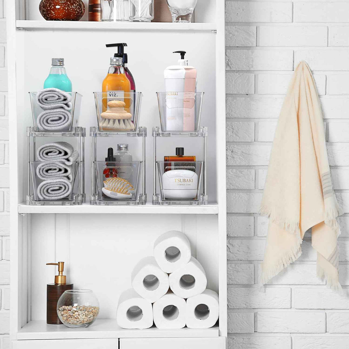 Simple Houseware 2 Tier Pull-Out Cabinet Organizer, Clear