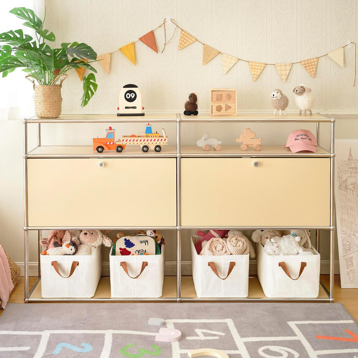 Closet Storage Baskets – Collapsible Fabric Storage Bins with Metal Frame - Field & Nook