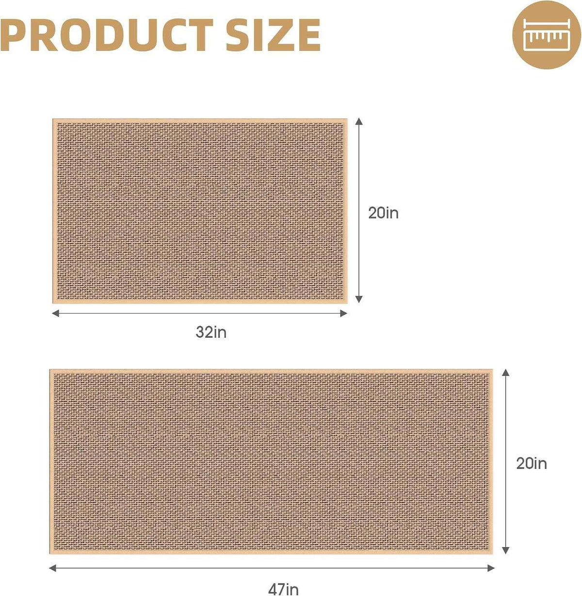 20-Inch Wide Kitchen Mats for Floor, Non-Slip Kitchen Rugs, Beige | 20-Inch Wide,Washable,Water Absorbent,Soft Underfoot,Non-Slip Rubber Backing,Easy to Clean,For Kitchen Sink