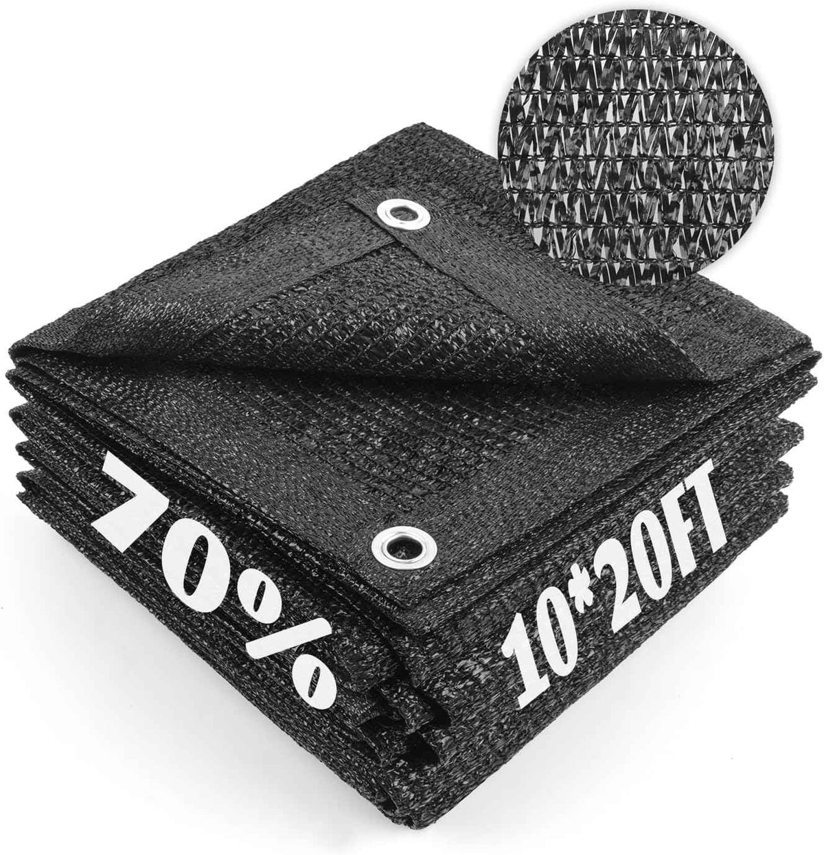 Cool Area 70% Sun Shade Cloth Mesh Tarp with Grommets for Plant Cover 10x20ft Patio Canopy Garden Pergola Greenhouse Car Barn Kennel Black