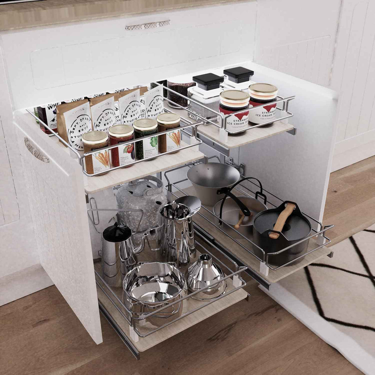 2-Tier Pull-Out Cabinet Organizer, 14.45" W x 22" D