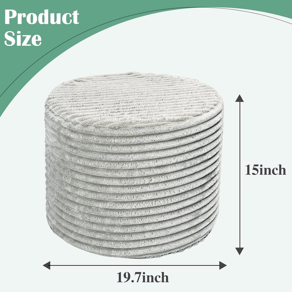 Round Boucle Pouf Ottoman – Lightweight Foam Footrest