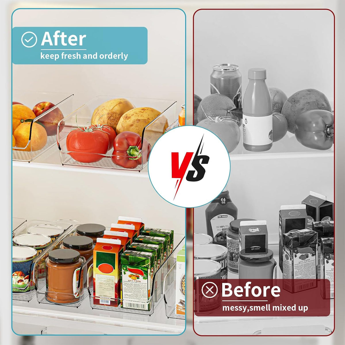 Set of 6 Clear Plastic Storage Bins - The Ultimate Pantry Organizers and Storage Solution for Kitchen, Cabinet, and Refrigerator Organization - Field & Nook
