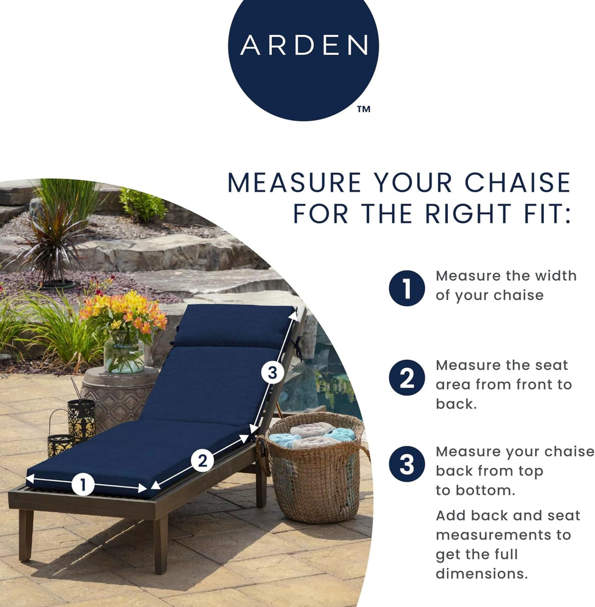 Outdoor Chaise Cushion, 21 in x 72 in, Weather-Proof, Rain-Proof, Fade Resistant Patio Cushion for Chaise Lounger Onyx Cebu