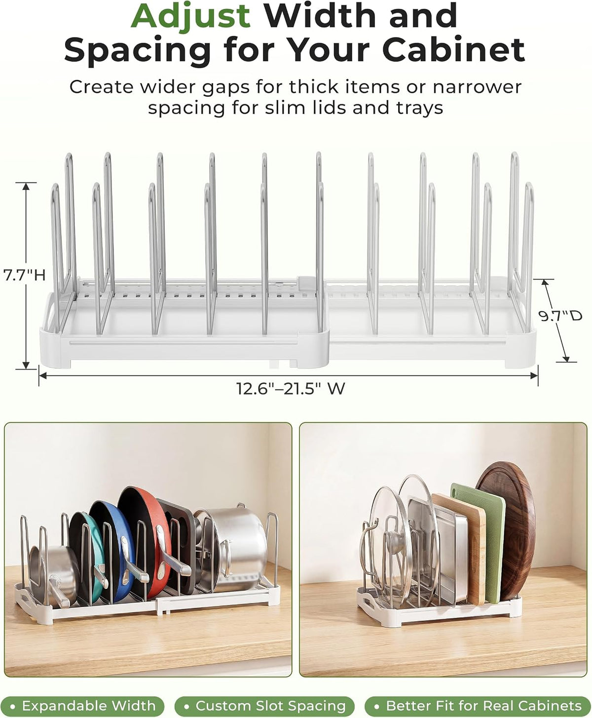 EVERIE Adjustable Cabinet Organizer, 12.6" to 21.5" Wide