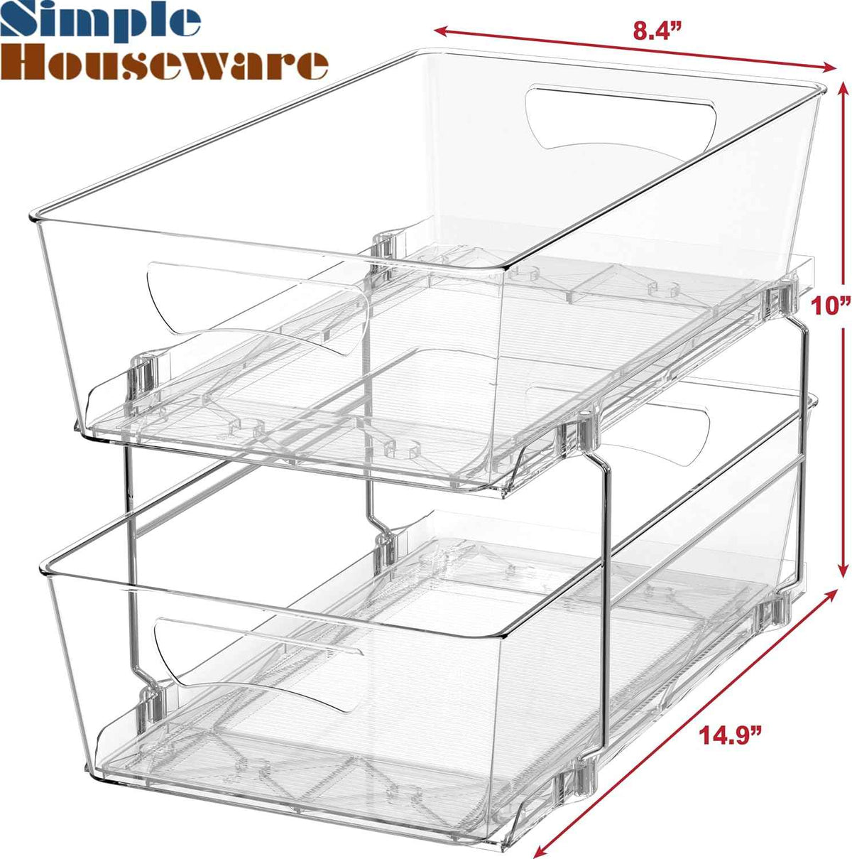 Simple Houseware 2-Tier Pull-Out Cabinet Organizer, Clear