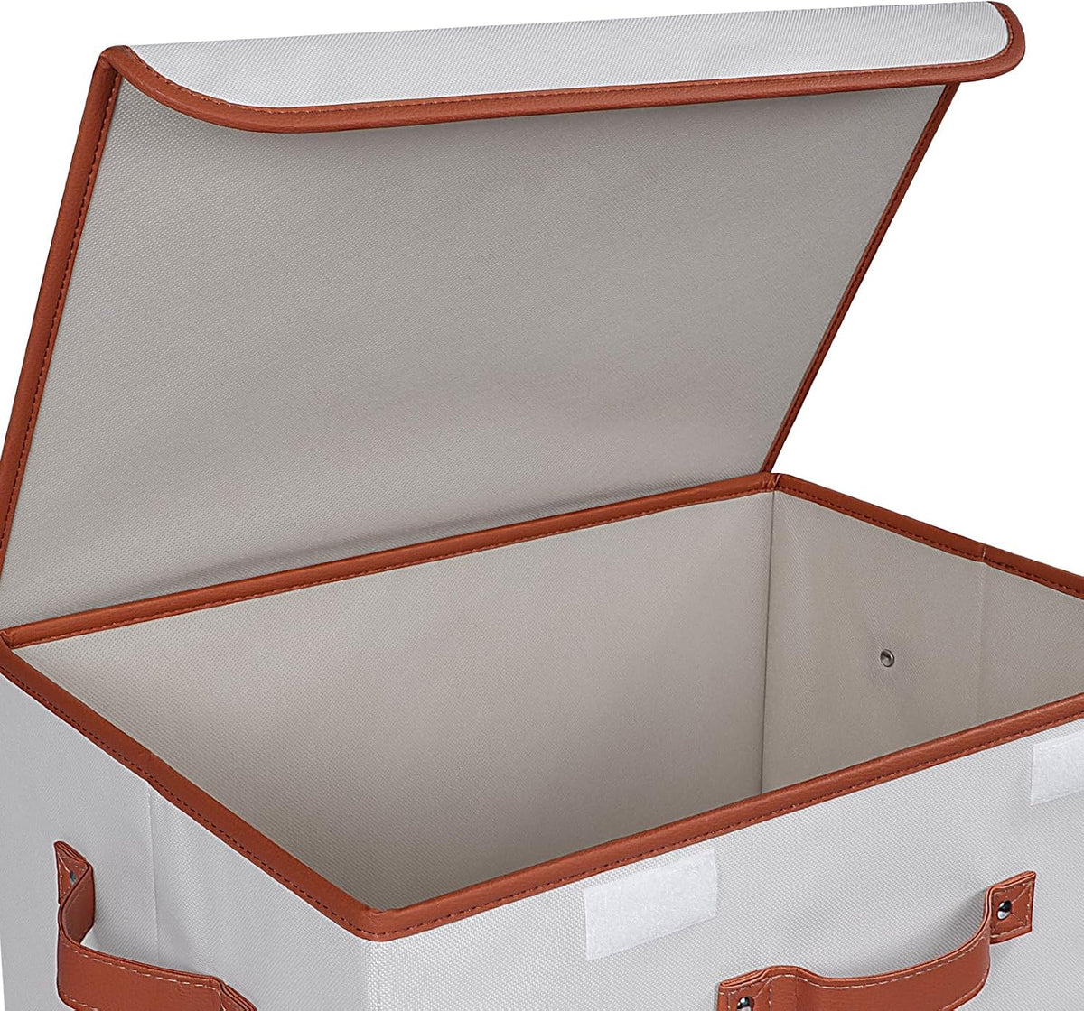 Univivi Fabric Storage Bins with Lid, Stackable Storage Box, Beige, 3 PCS | Heavy Duty, Large Capacity, Leather Handle, Oxford Fabric, Sturdy PP Board, Storage Bins for Bedroom, Closet, Nursery, Office - Field & Nook