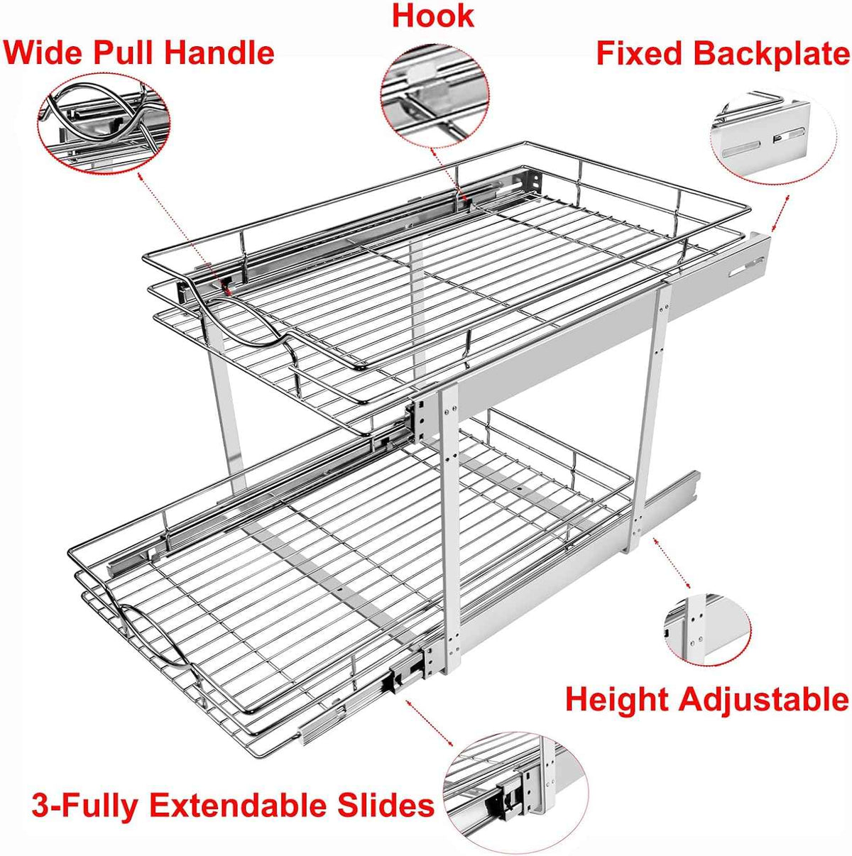 Sikarou Pull-Out Cabinet Organizer, 14" W x 21" D