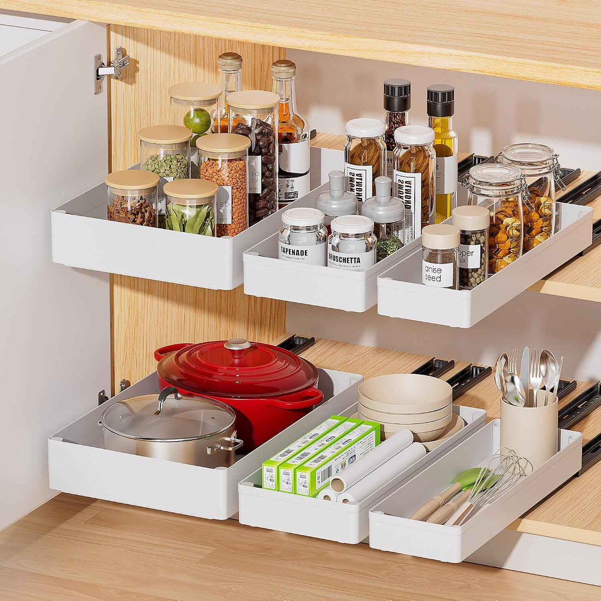 Delamu 3 Pack Pull Out Cabinet Organizer, 15.7" Deep