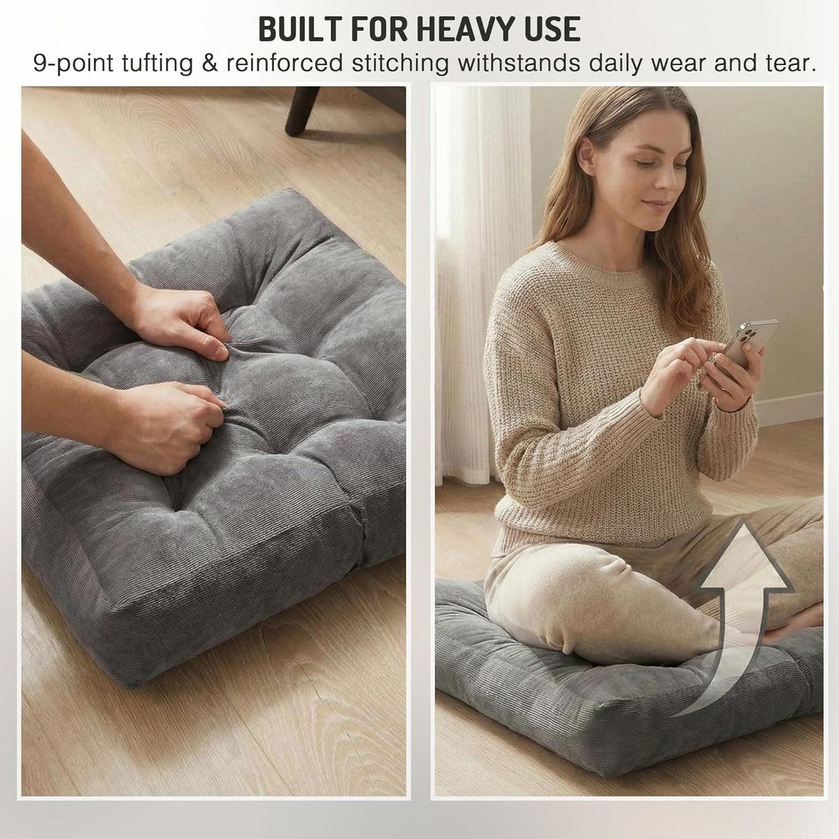 Large Floor Cushion Set – Two 22-Inch Square Seats
