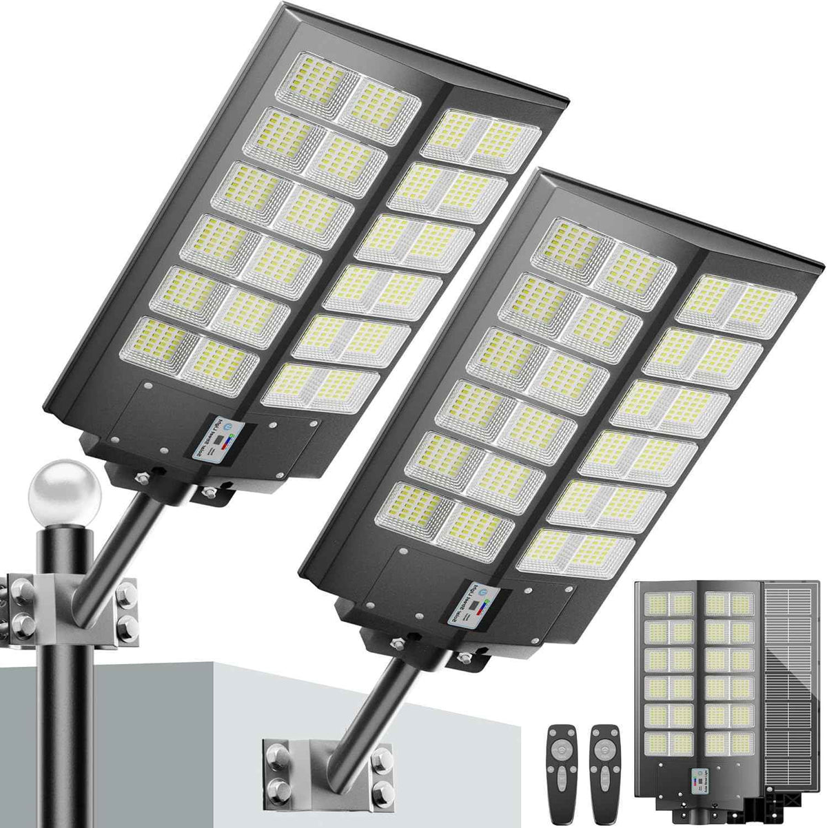 Solar Street Lights Outdoor Waterproof 9000W - LED Solar Powered Street Light Dusk to Dawn with Motion Sensor, Heavy Duty Large Outdoor Solar Lights for Parking Lot/Garden/Yard/Pathway Lighting