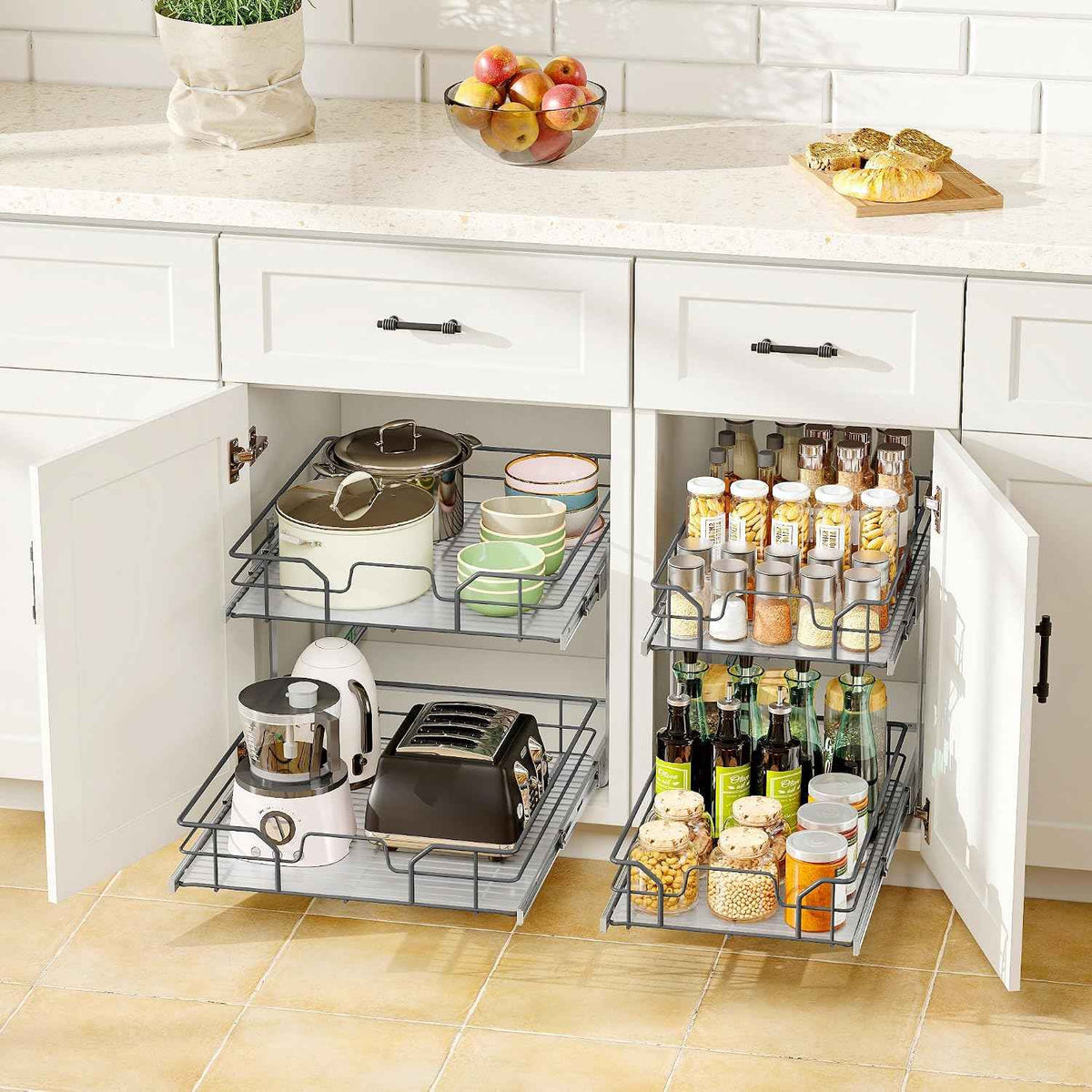 2-Tier Pull Out Cabinet Organizer, 23" W x 22" D