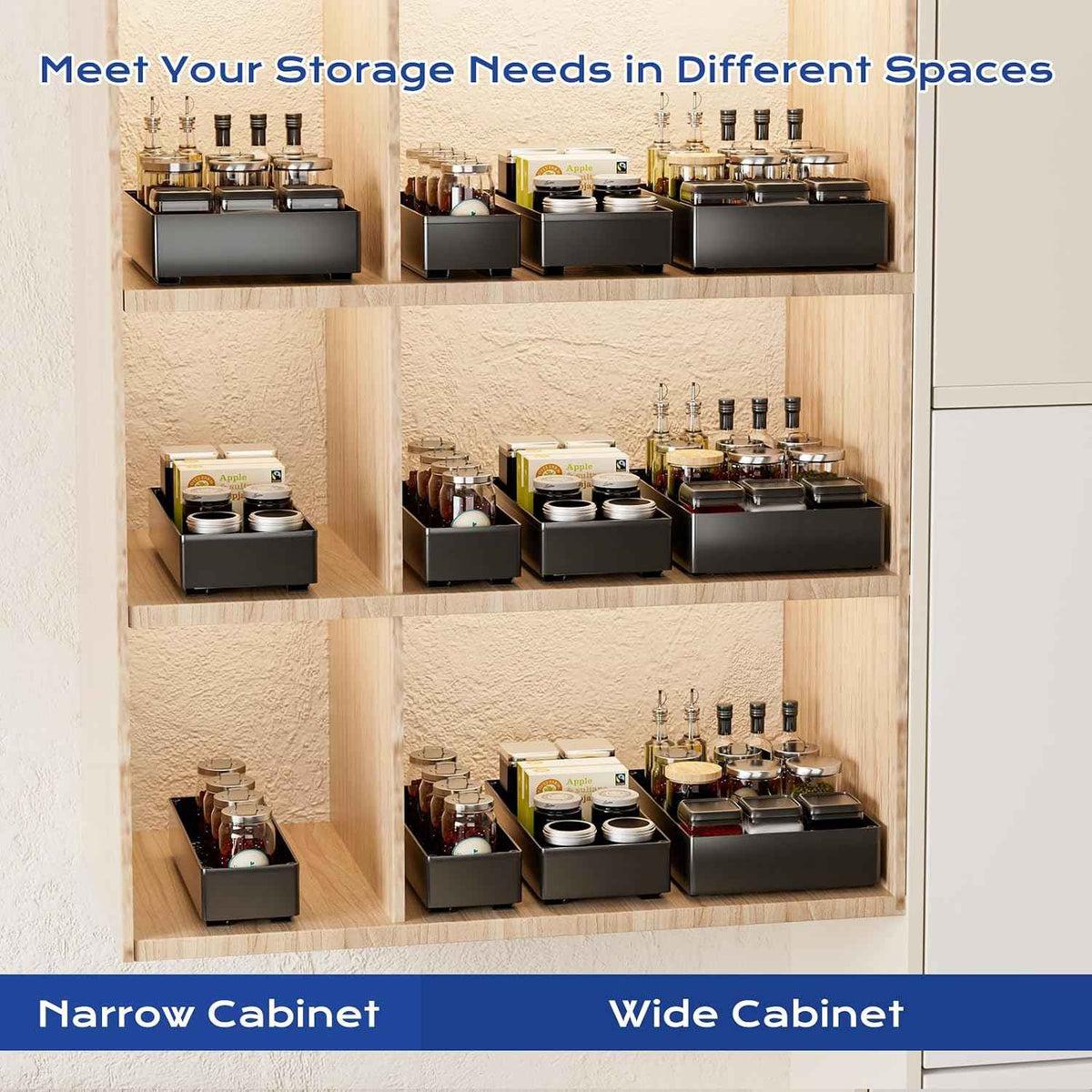 3-Pack Pull-Out Cabinet Organizer, Black