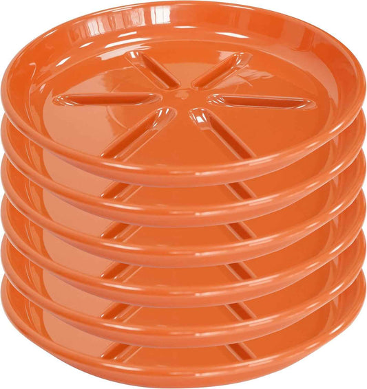 6 Pack of Plant Saucer 12 inch, Large Heavy Duty Plastic Bird Bath Bowl, Plant Drip Trays for Indoors Outdoor, Plant Water Tray for Planters, Red