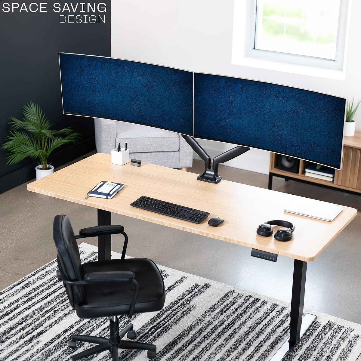 VIVO Premium Aluminum Heavy Duty Dual Monitor Arm for Ultrawide Monitors up to 40 inches and 30 lbs Each, Desk Mount Stand, Pneumatic Height, Max VESA 100x100, Black, STAND-V220Q