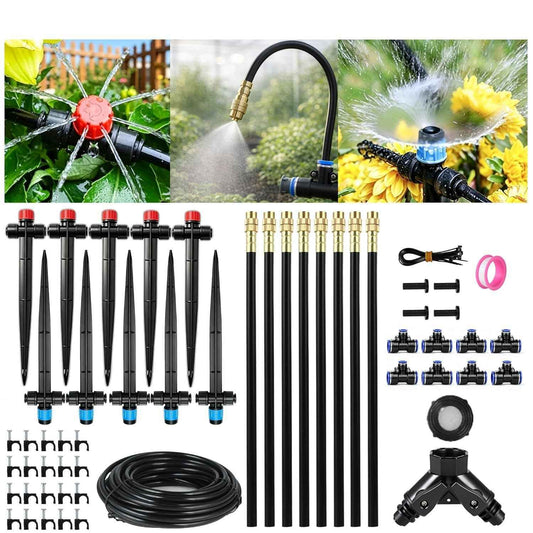 120FT Drip Irrigation System for Garden: Quick Connect PE Tubing Automatic Water Sprinkler Kit Adjustable Misting Part 1/4" Watering Hose for Outdoor Raised Bed Plants Flower Yard Greenhouse