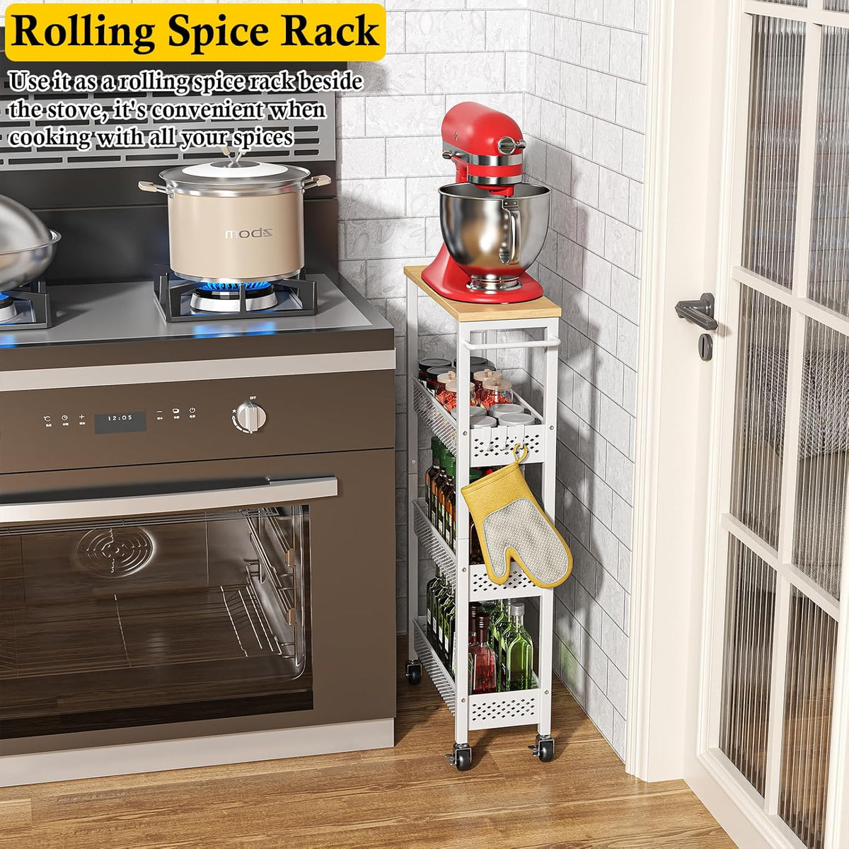 Slim Laundry Room Organization Cart with Upgraded Metal Hub Casters - Field & Nook