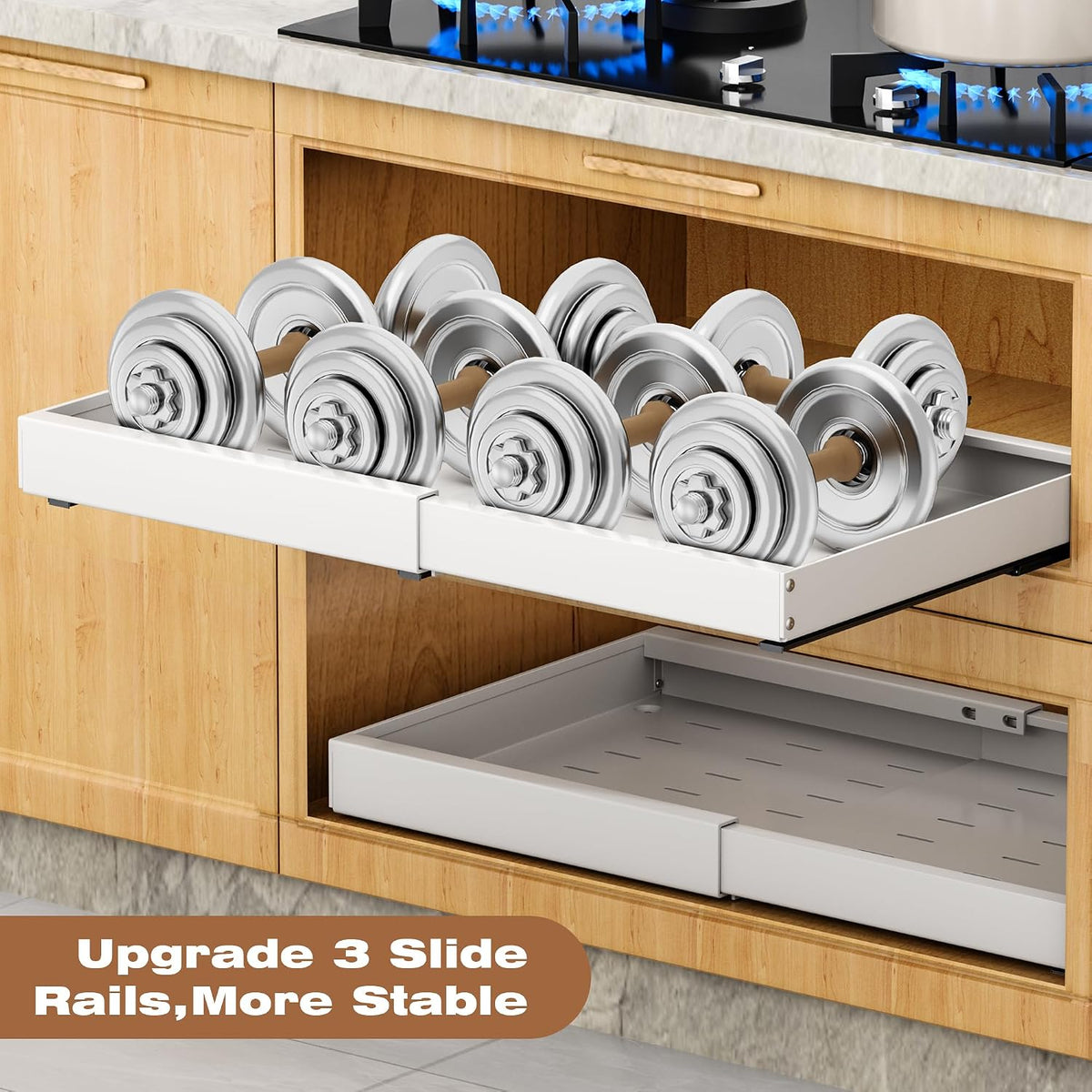 4 Pack Pull Out Cabinet Organizer, 21" Deep