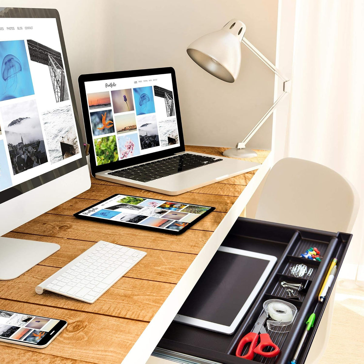 MOUNT-IT! Large Under Desk Pencil Drawer 16 inch Deep | 21.25” W, Ball Bearing Slide-Out Organizer for Office Supplies, Paper & Pencils | Fits Desks Over 1” Thick, Adjustable Extension 16.25”–28” - Field & Nook
