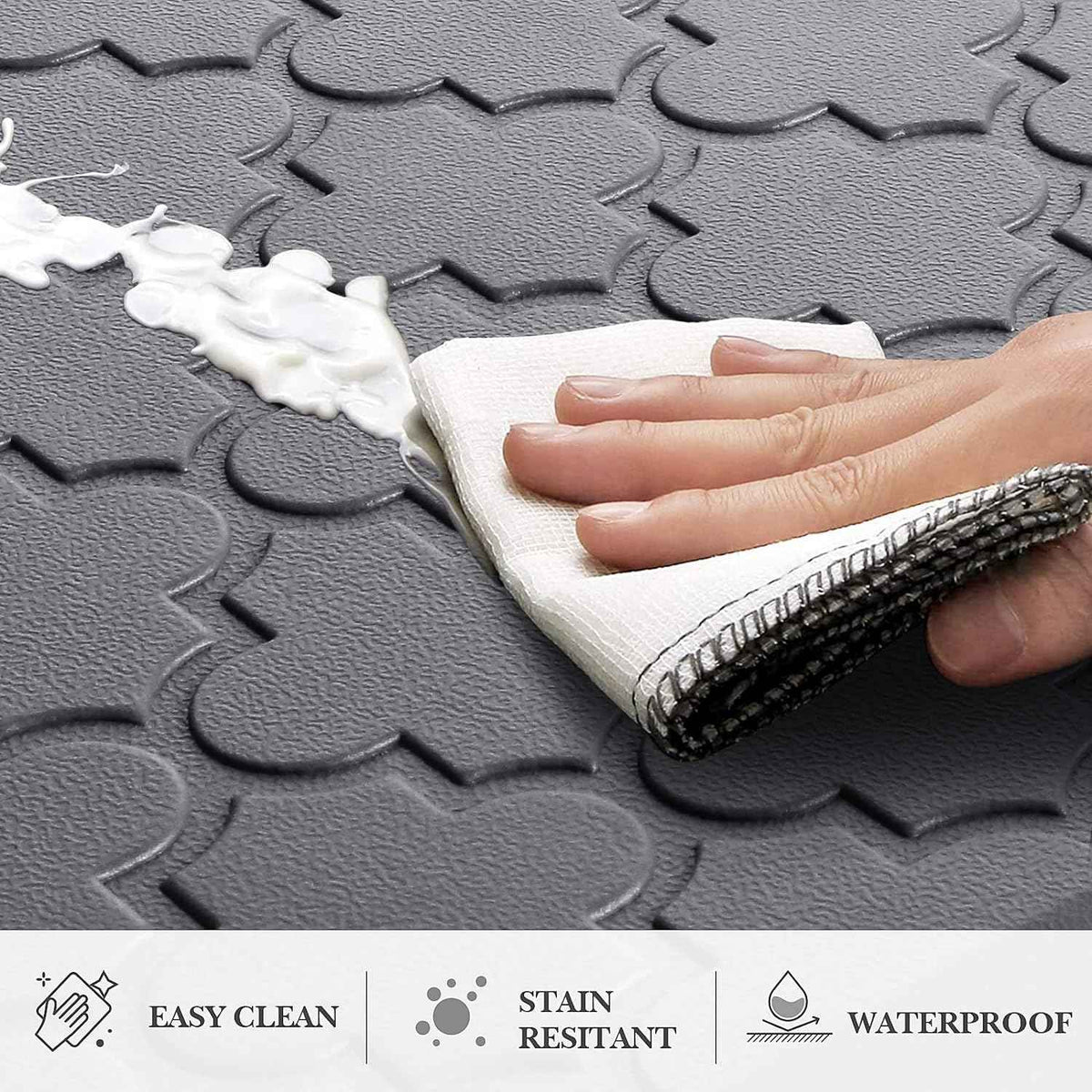Kitchen Mat 2 PCS Cushioned Anti-Fatigue Floor Mat Standing Mat for Kitchen | 0.47" Thick Cushioned Memory Foam, Water Resistant, Non-Skid, Ergonomic Comfort Kitchen Rugs Sets for Sink Office Laundry