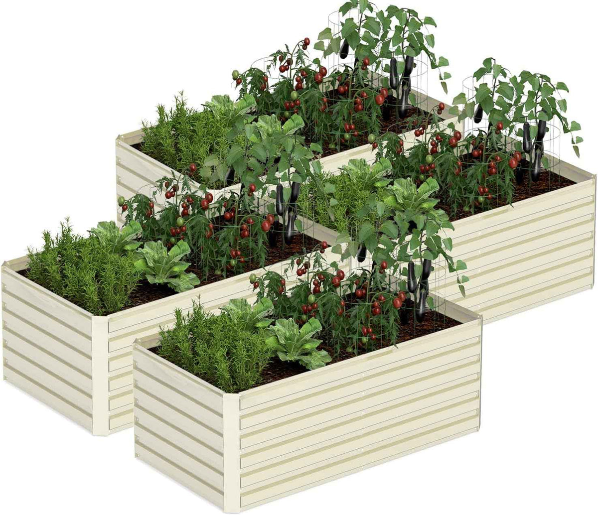 6x3x2 ft Raised Garden Bed, Large Metal Planter Raised Beds, Planters for Outdoor Plants for Vegetables, Flowers, Herbs, Fruits, and Succulents.(4 Pcs, Yellow)